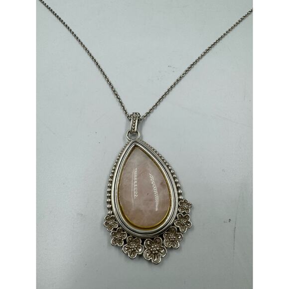 Brighton Sakura Pink Quartz Large Long Teardrop Necklace NWT - Picture 1 of 5